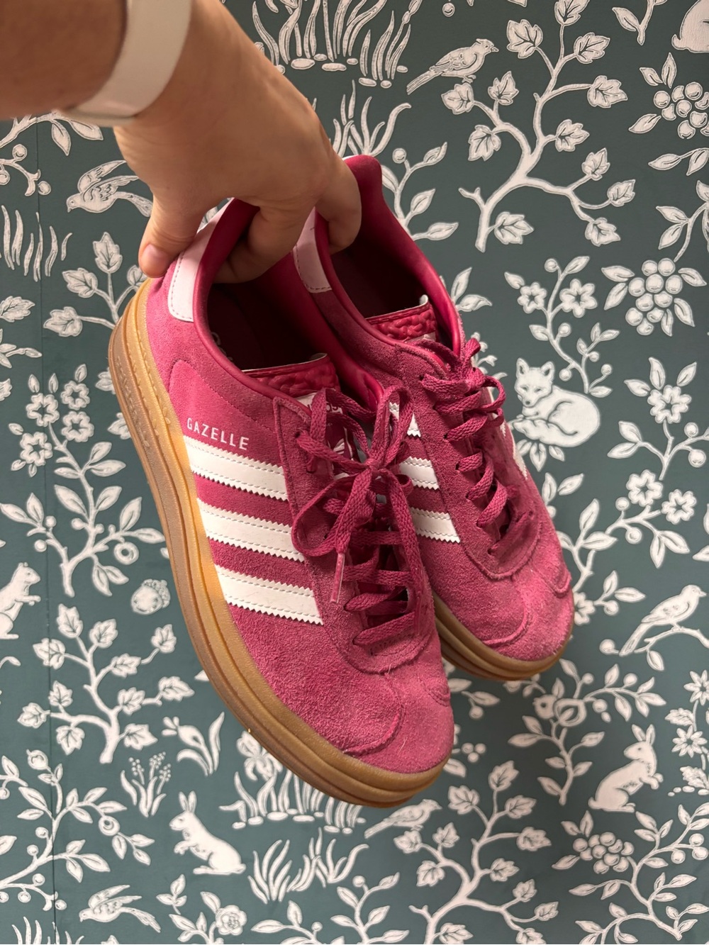 Adidas Pink Suede Gazelle Bold Chunky Sneakers Size 8.5